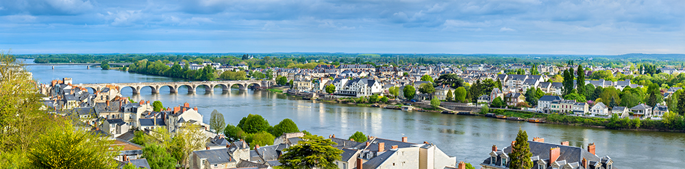 Panorama of Saumur on the Loire river in France, Maine-et-Loire department
